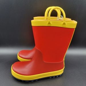 Cat & Jack Toddler Little Kids Rain Boots Size 11C Red Yellow Pre-School